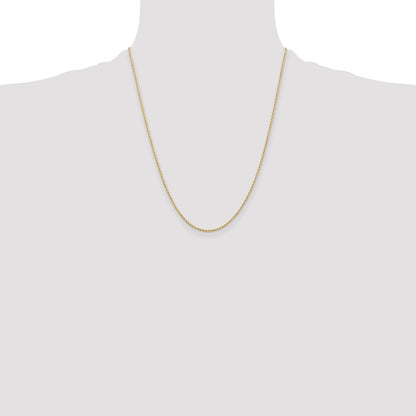 22 Inch 10K Yellow Gold 1.75mm Diamond Cut Rope Chain Necklace