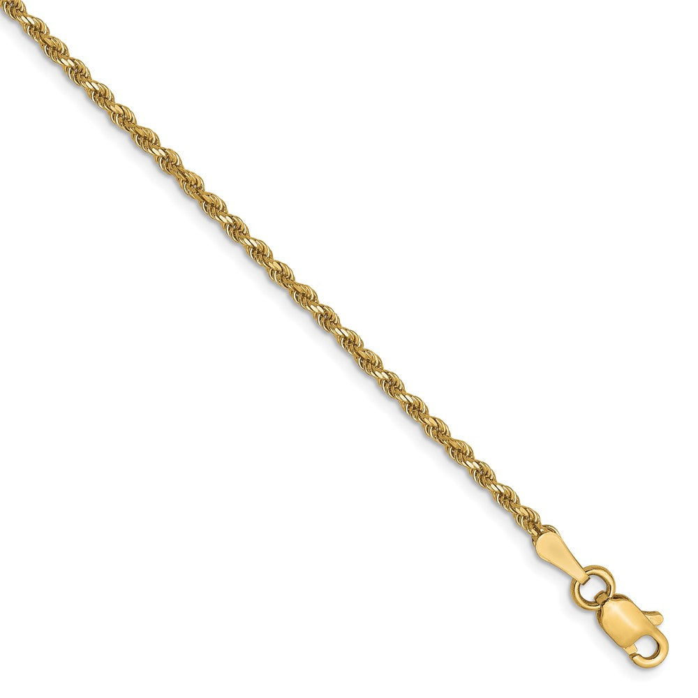 9 Inch 10K 1.75mm Diamond-Cut Rope Chain Anklet