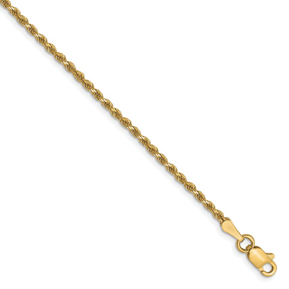 7 Inch 10K Yellow Gold 1.75mm Diamond Cut Rope Chain Bracelet