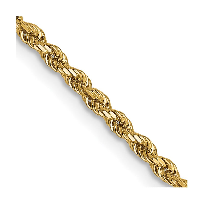 22 Inch 10K Yellow Gold 1.75mm Diamond Cut Rope Chain Necklace