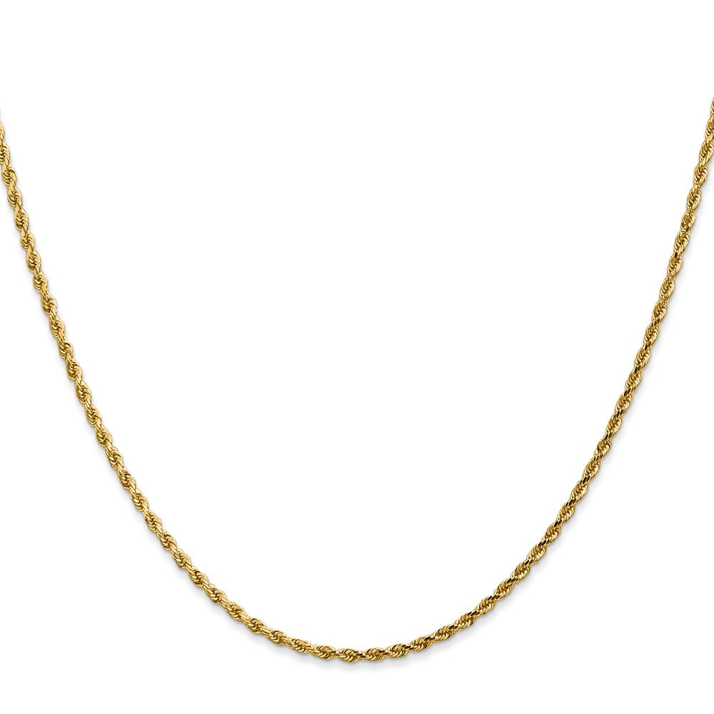 3 Inch 10K Yellow Gold 2mm Diamond Cut Rope Chain Necklace