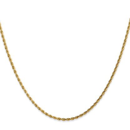 3 Inch 10K Yellow Gold 2mm Diamond Cut Rope Chain Necklace