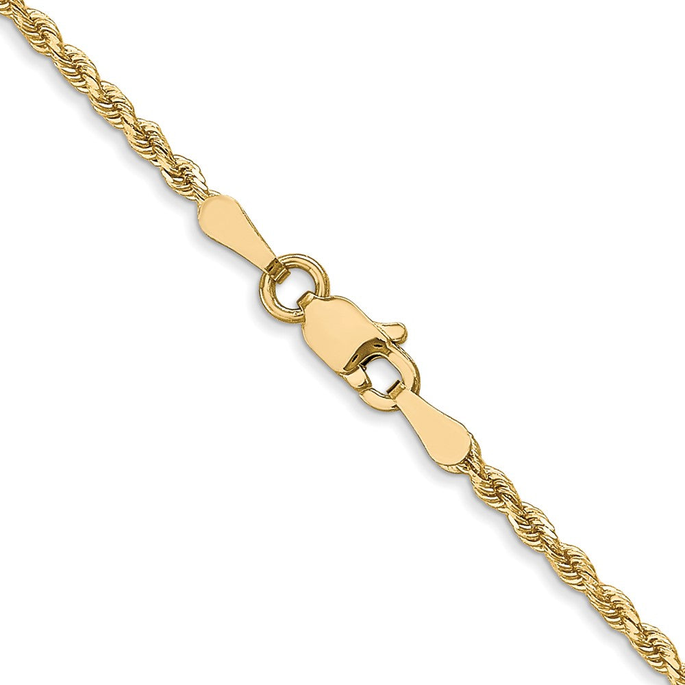 3 Inch 10K Yellow Gold 2mm Diamond Cut Rope Chain Necklace