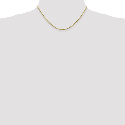 16 Inch 10K 2mm Diamond-Cut Rope Chain Necklace