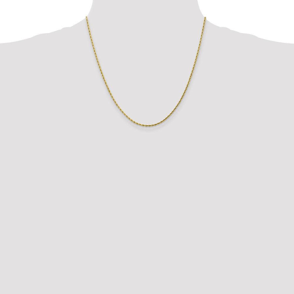20 Inch 10K 2mm Diamond-Cut Rope Chain Necklace