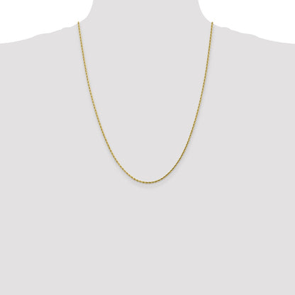 24 Inch 10K 2mm Diamond-Cut Rope Chain Necklace