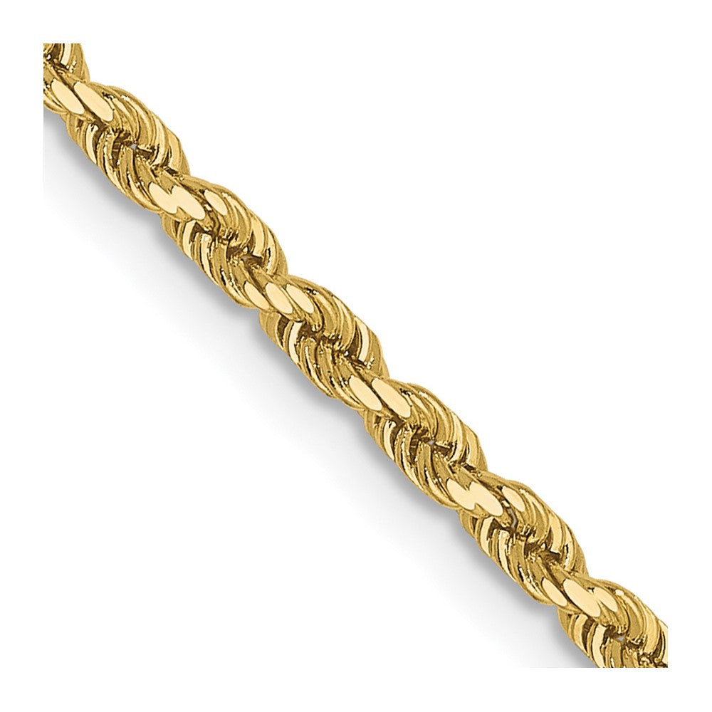 3 Inch 10K Yellow Gold 2mm Diamond Cut Rope Chain Necklace
