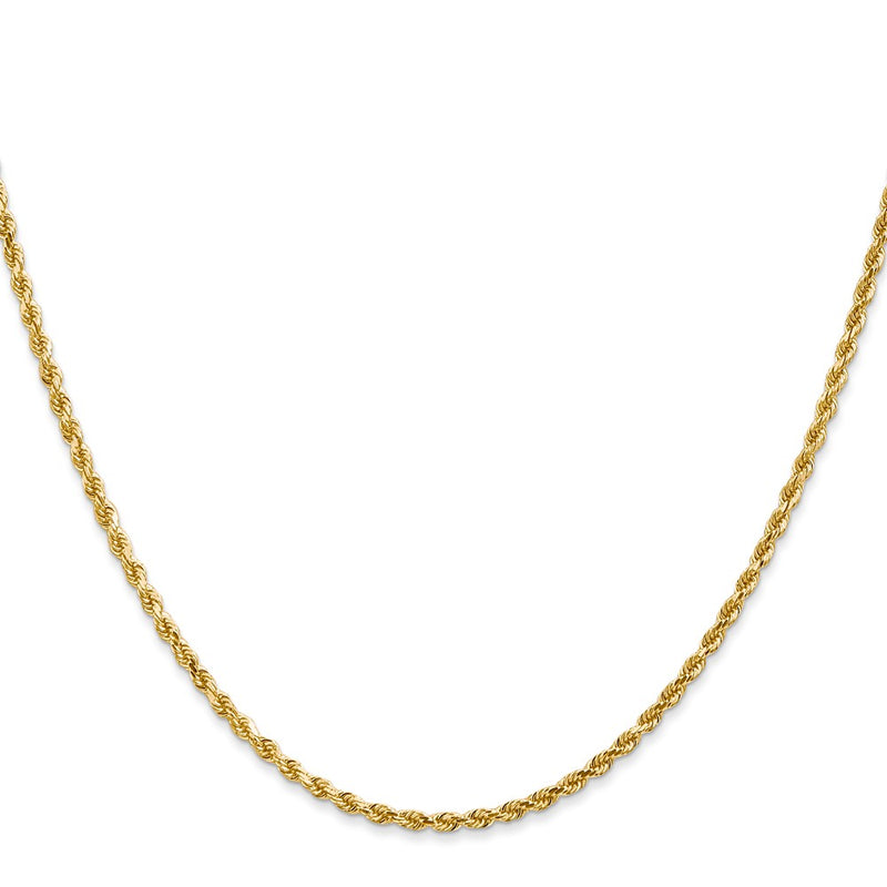 18 Inch 10K Yellow Gold 2.25mm Diamond Cut Rope Chain Necklace