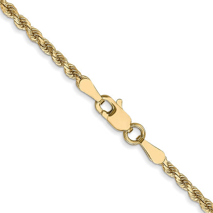 22 Inch 10K 2.25mm Diamond-Cut Rope Chain Necklace