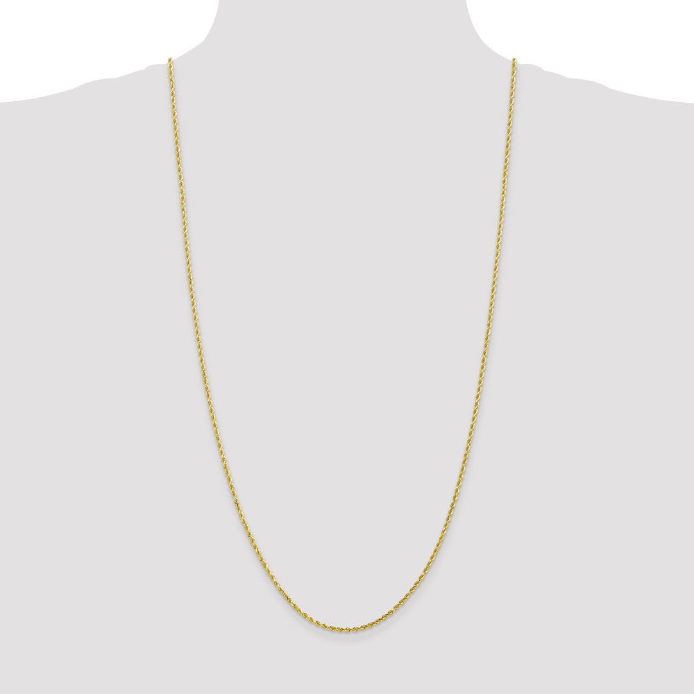 3 Inch 10K Yellow Gold 2.25mm Diamond Cut Rope Chain Necklace