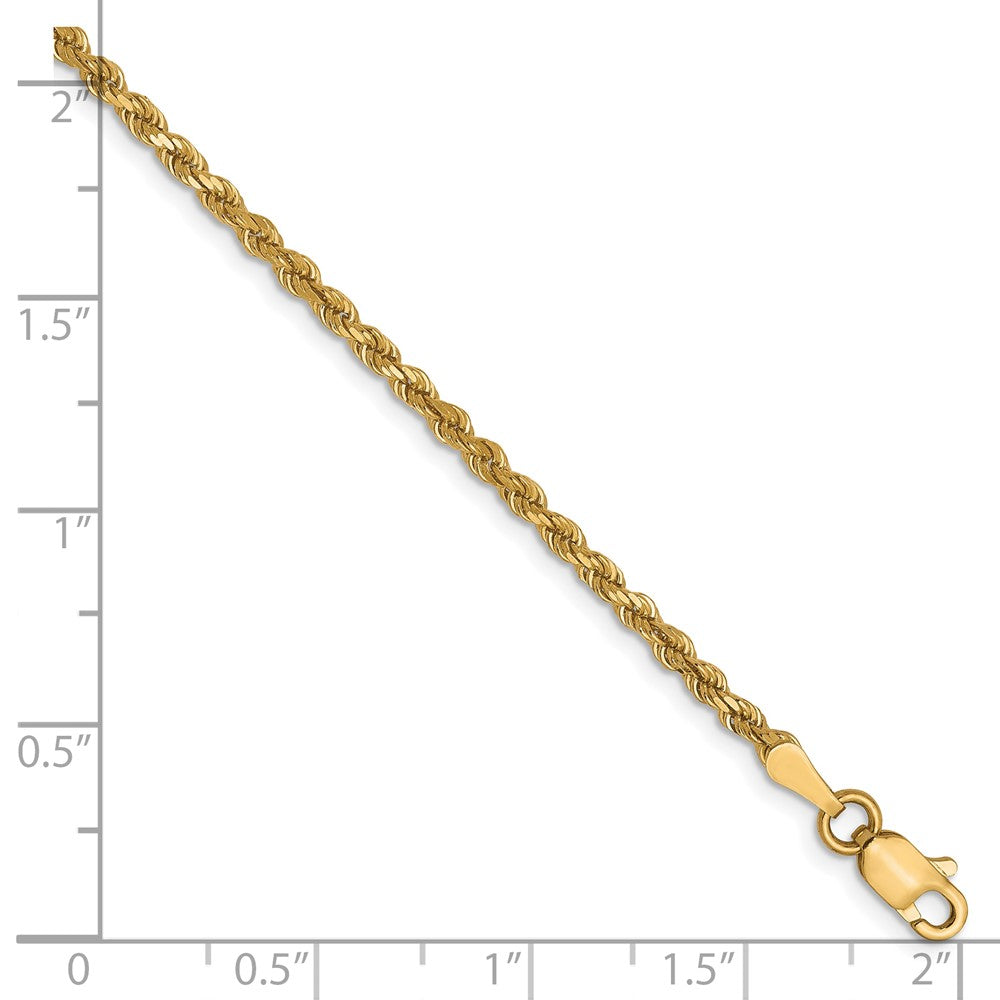 8 Inch 10K Yellow Gold 2.25mm Diamond Cut Rope Chain Bracelet