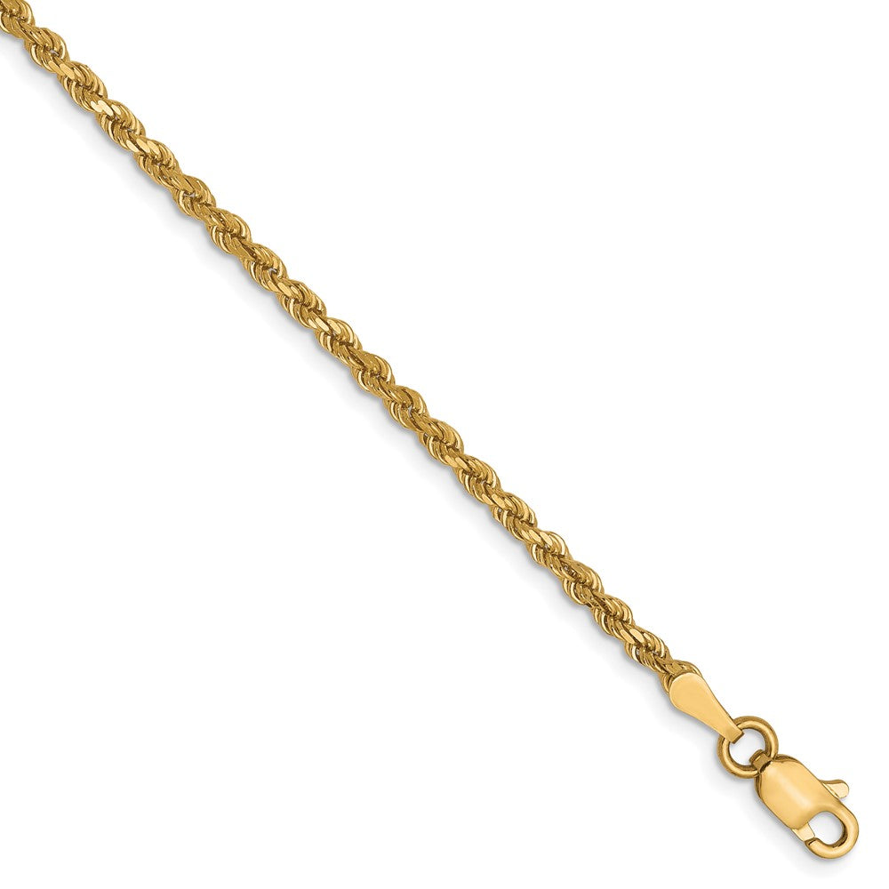 8 Inch 10K Yellow Gold 2.25mm Diamond Cut Rope Chain Bracelet