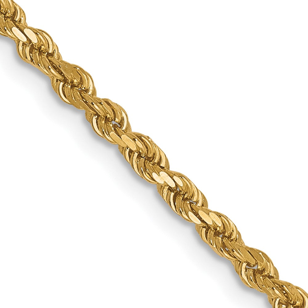 22 Inch 10K 2.25mm Diamond-Cut Rope Chain Necklace