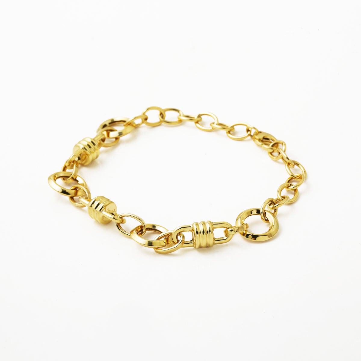 14K Yellow Gold Hoop Chain Link ID Bracelet