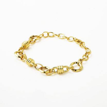 14K Yellow Gold Hoop Chain Link ID Bracelet