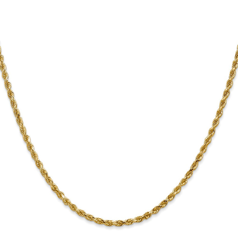 26 Inch 10K Yellow Gold 2.5mm Diamond Cut Rope Chain Necklace
