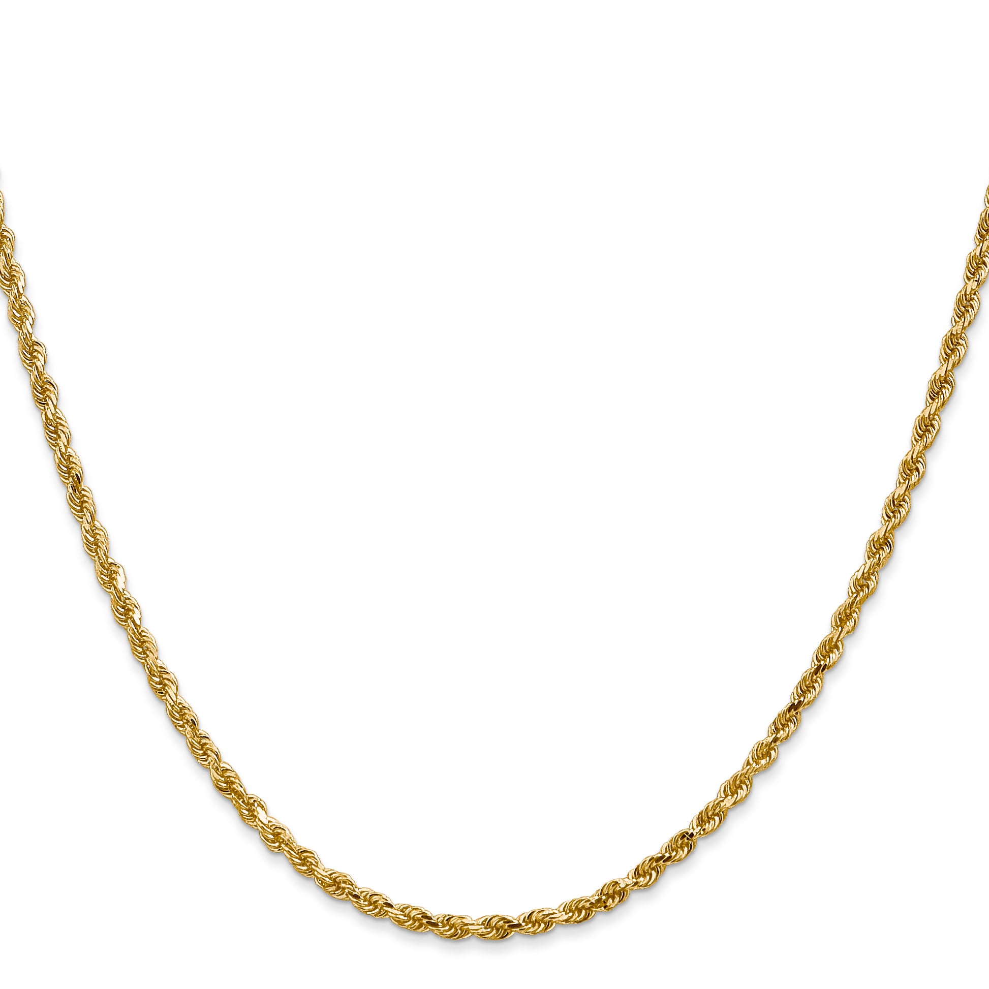 3 Inch 10K Yellow Gold 2.5mm Diamond Cut Rope Chain Necklace