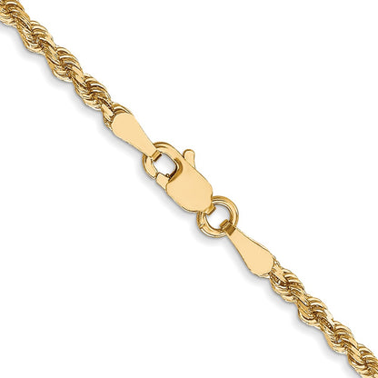 22 Inch 10K 2.5mm Diamond-Cut Rope Chain Necklace