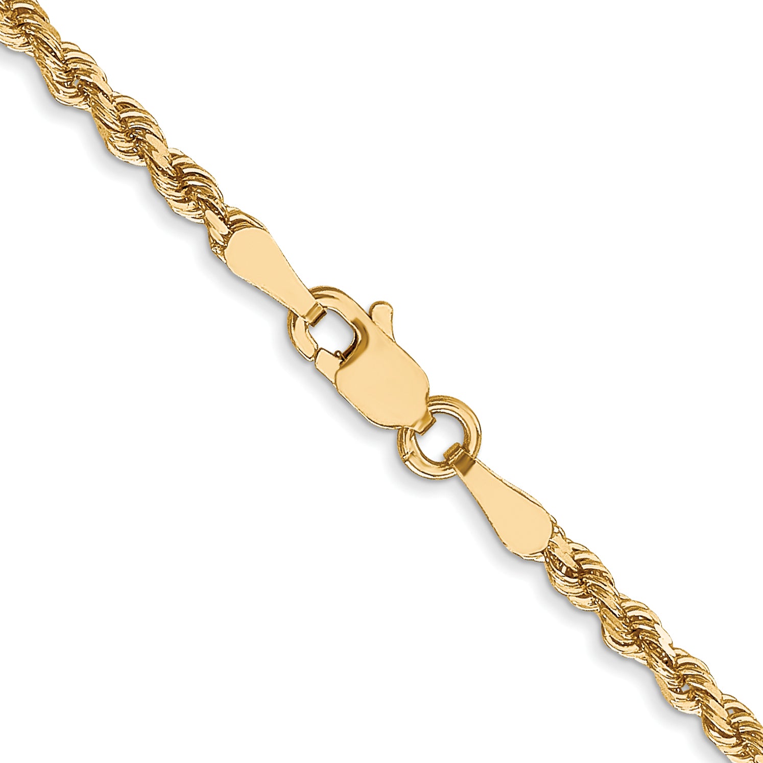 3 Inch 10K Yellow Gold 2.5mm Diamond Cut Rope Chain Necklace