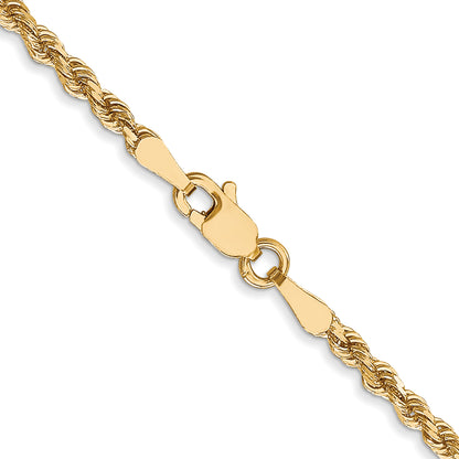 3 Inch 10K Yellow Gold 2.5mm Diamond Cut Rope Chain Necklace
