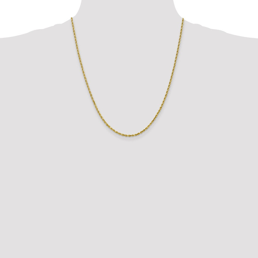 22 Inch 10K 2.5mm Diamond-Cut Rope Chain Necklace