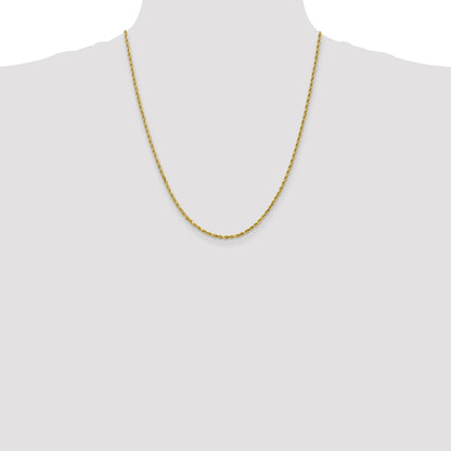 22 Inch 10K 2.5mm Diamond-Cut Rope Chain Necklace