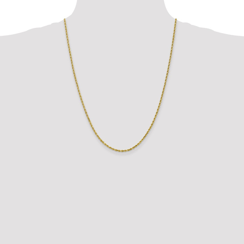 24 Inch 10K 2.5mm Diamond-Cut Rope Chain Necklace
