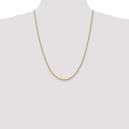 24 Inch 10K 2.5mm Diamond-Cut Rope Chain Necklace