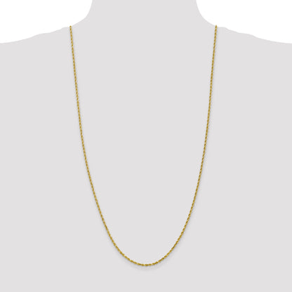 3 Inch 10K Yellow Gold 2.5mm Diamond Cut Rope Chain Necklace