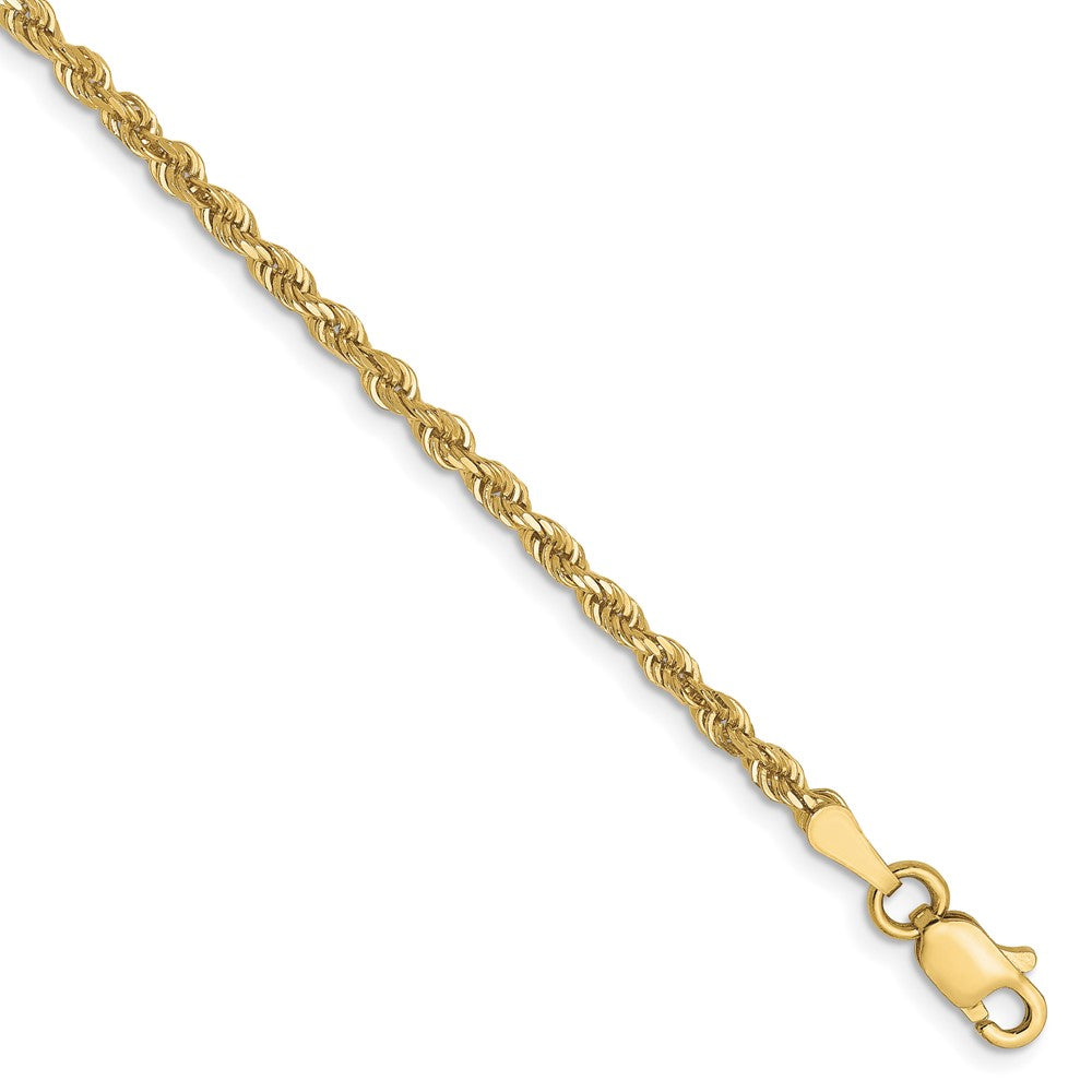 8 Inch 10K Yellow Gold 2.5mm Diamond Cut Rope Chain Bracelet