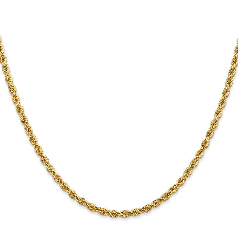 24 Inch 10K Yellow Gold 2.75mm Diamond Cut Rope Chain Necklace