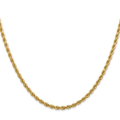 26 Inch 10K Yellow Gold 2.75mm Diamond Cut Rope Chain Necklace