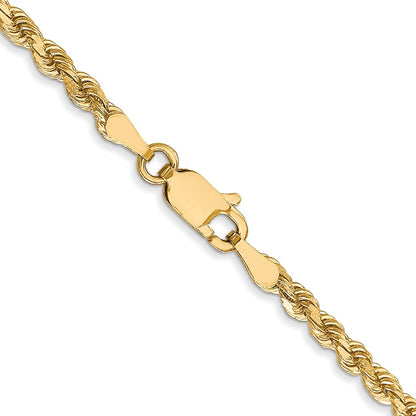 26 Inch 10K Yellow Gold 2.75mm Diamond Cut Rope Chain Necklace