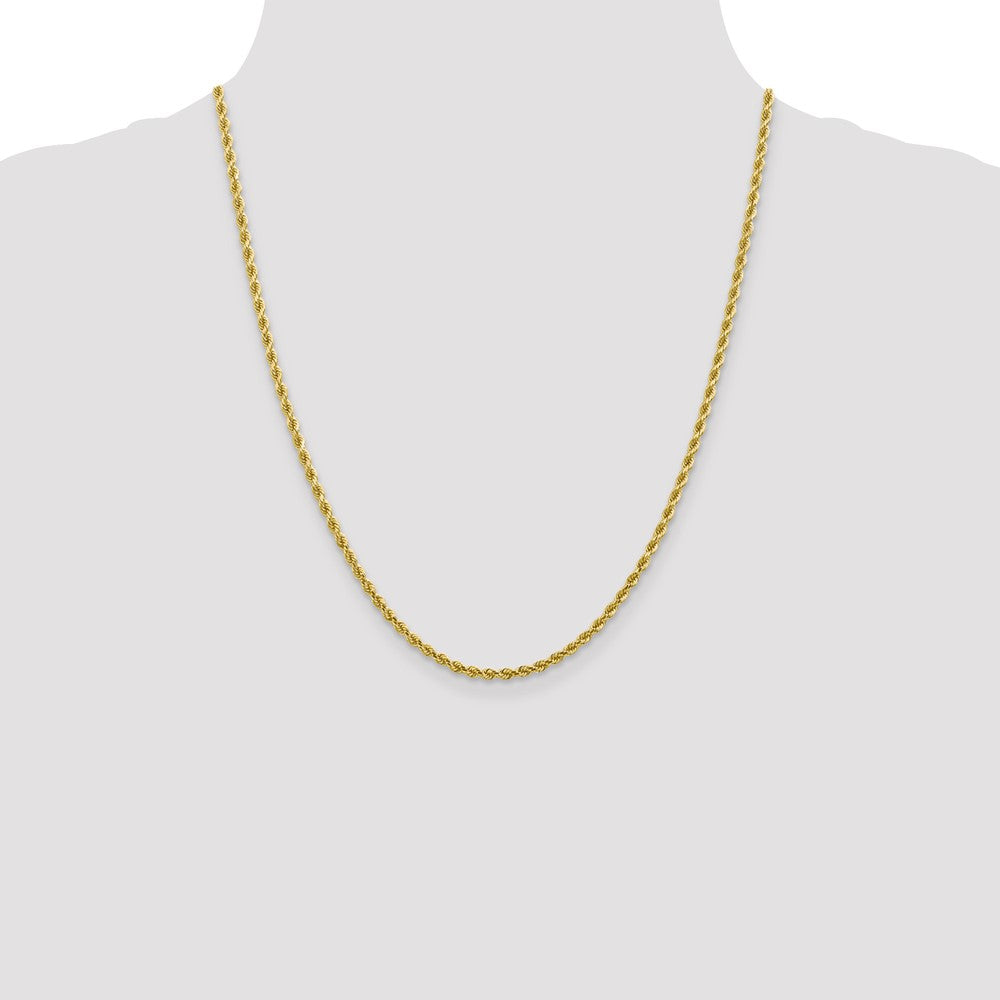 22 Inch 10K 2.75mm Diamond-Cut Rope Chain Necklace