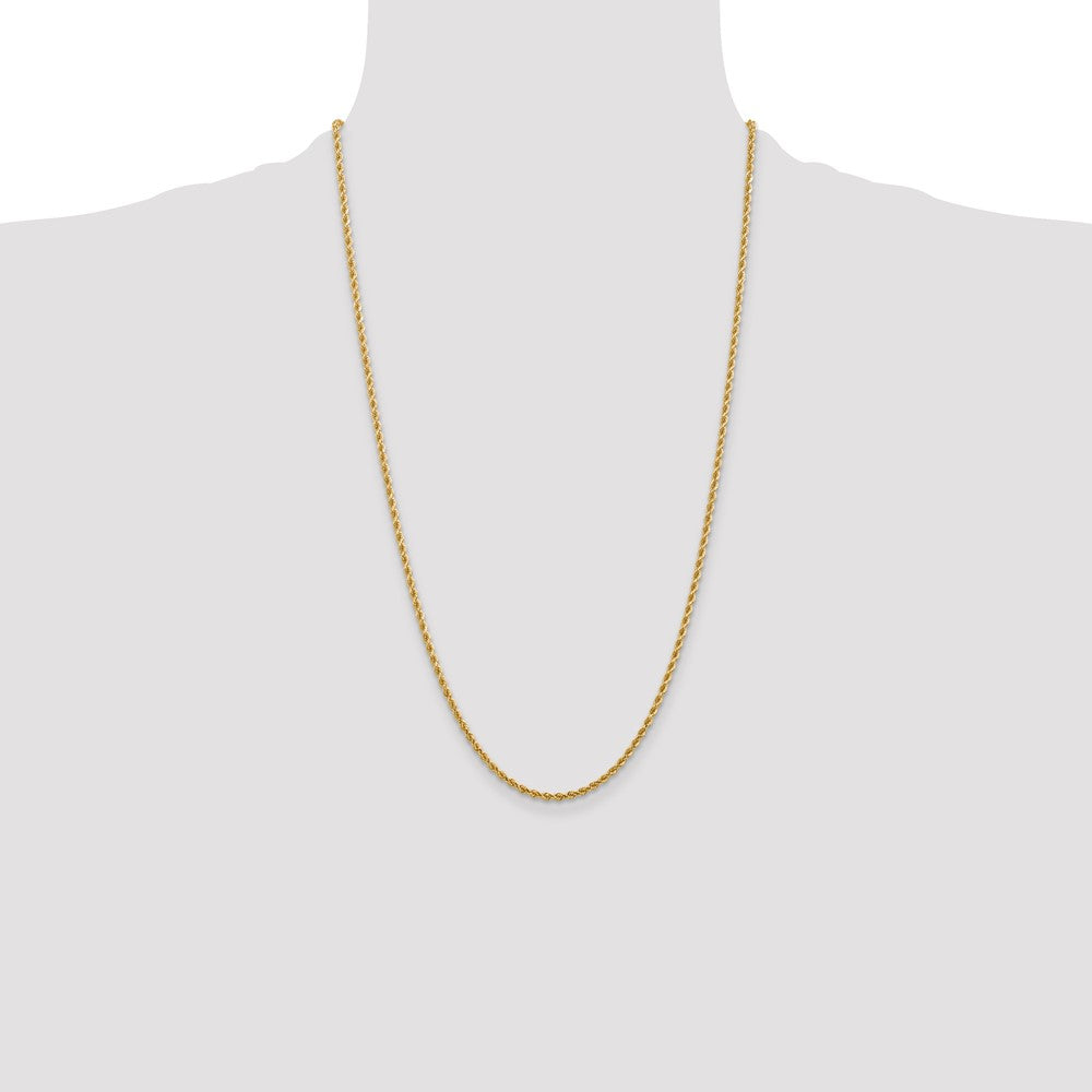26 Inch 10K Yellow Gold 2.75mm Diamond Cut Rope Chain Necklace