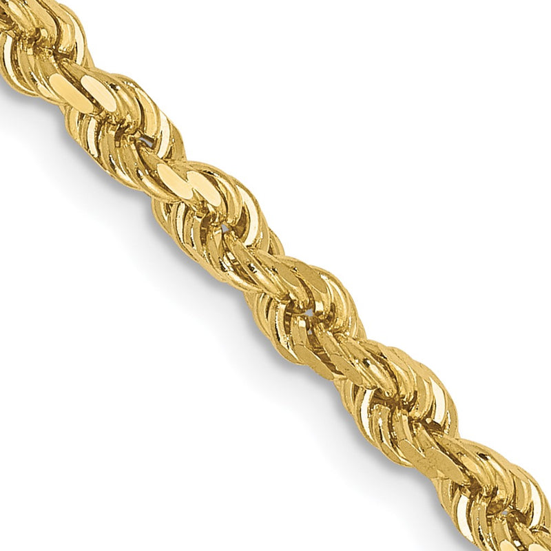 18 Inch 10K Yellow Gold 2.75mm Diamond Cut Rope Chain Necklace