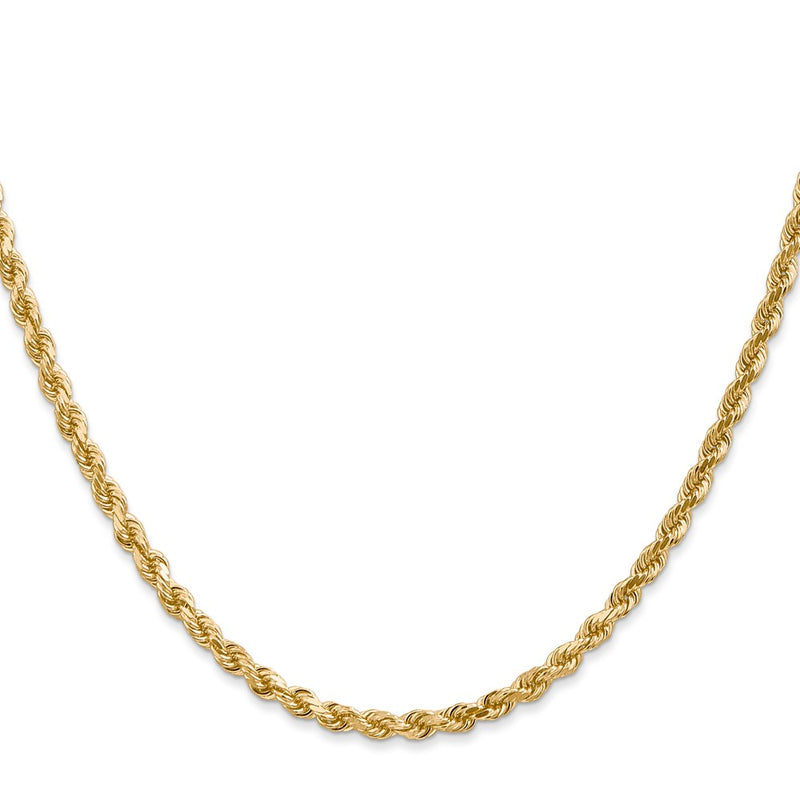 26 Inch 10K Yellow Gold 3mm Diamond Cut Rope Chain Necklace