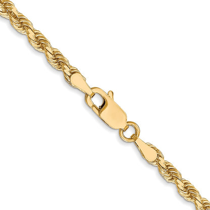26 Inch 10K Yellow Gold 3mm Diamond Cut Rope Chain Necklace