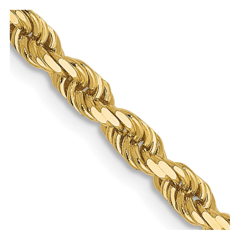 26 Inch 10K Yellow Gold 3mm Diamond Cut Rope Chain Necklace