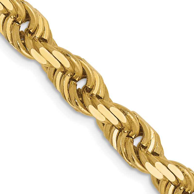 2 Inch 10K Yellow Gold 5.5mm Diamond Cut Rope Chain Necklace