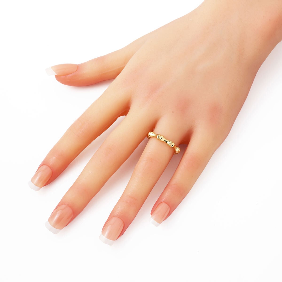 14K Yellow Gold Bone Design Minimalist Ring