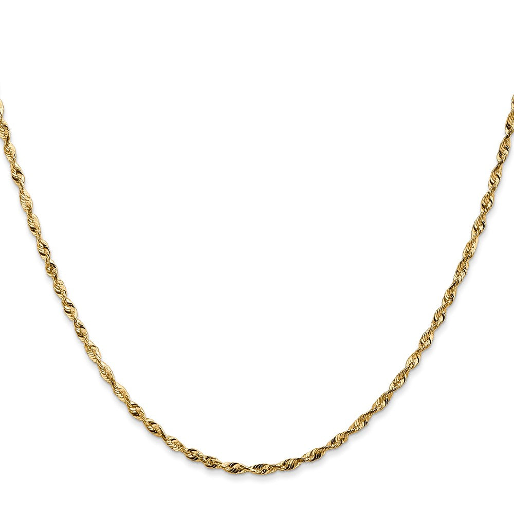 30 Inch 10K 1.8mm Diamond-Cut Lightweight Rope Chain Necklace