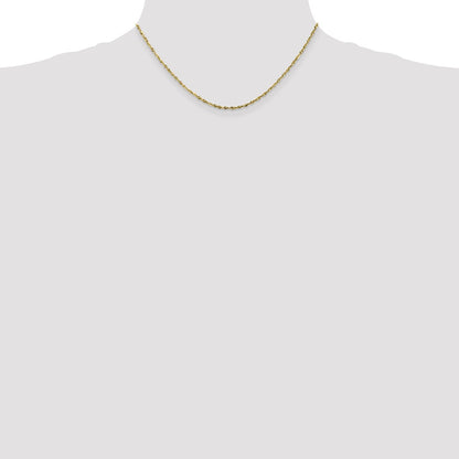 16 Inch 10K Yellow Gold 1.8mm Diamond Cut Lightweight Rope Chain Necklace