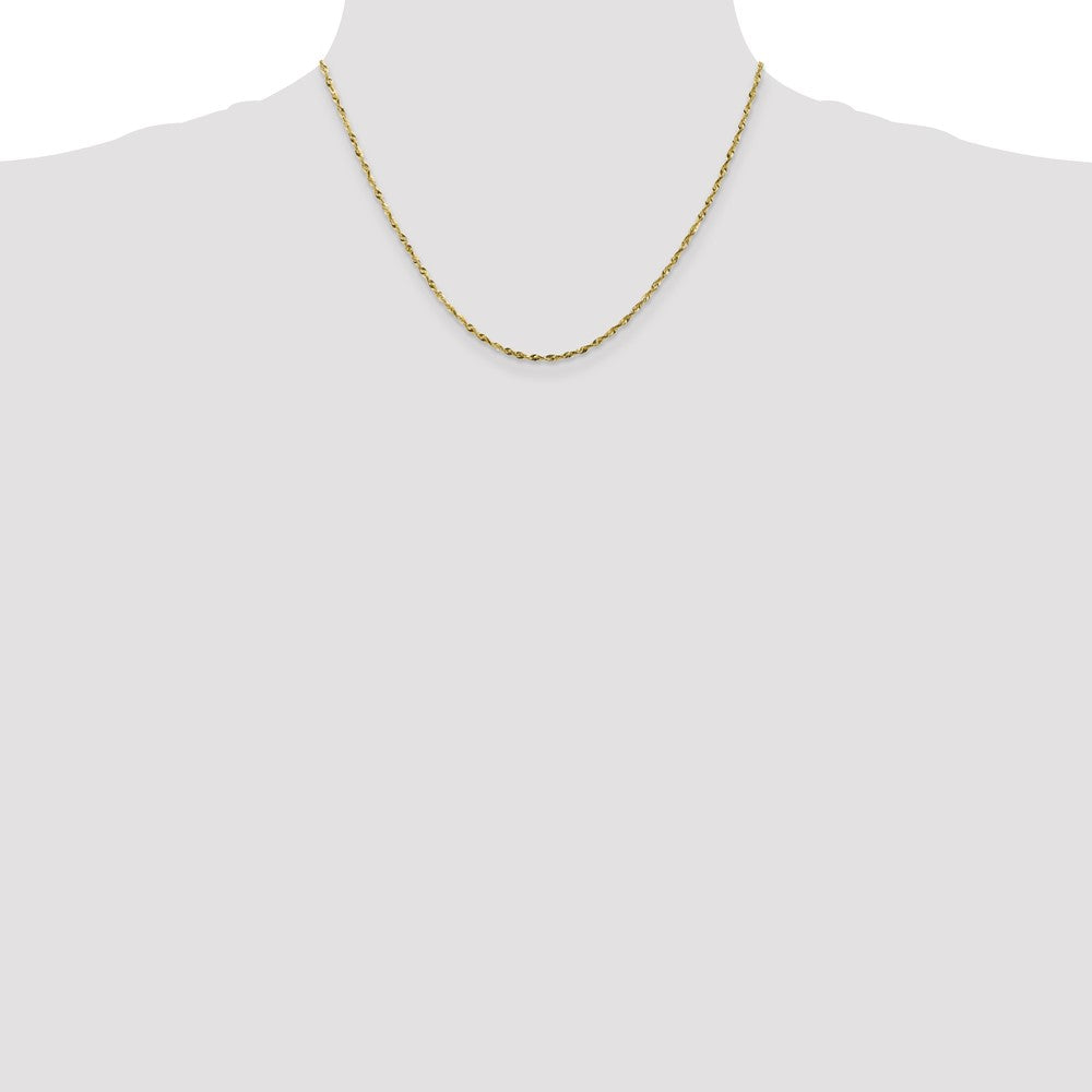 18 Inch 10K 1.8mm Diamond-Cut Lightweight Rope Chain Necklace