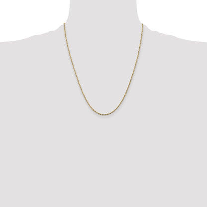 22 Inch 10K Yellow Gold 1.8mm Diamond Cut Lightweight Rope Chain Necklace