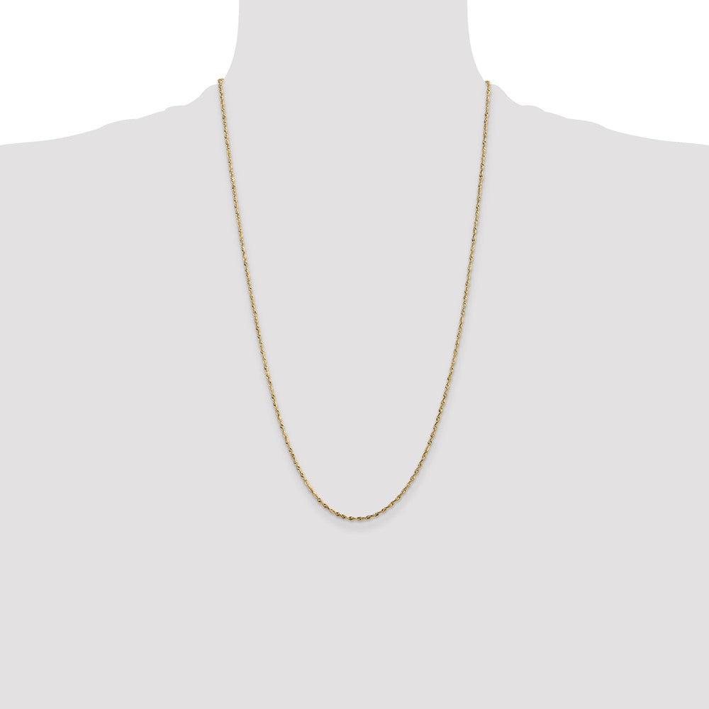 26 Inch 10K Yellow Gold 1.8mm Diamond Cut Lightweight Rope Chain Necklace