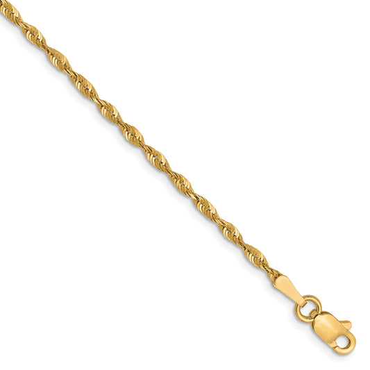 10k Yellow Gold 1.8mm Diamond-Cut Lightweight Rope Chain