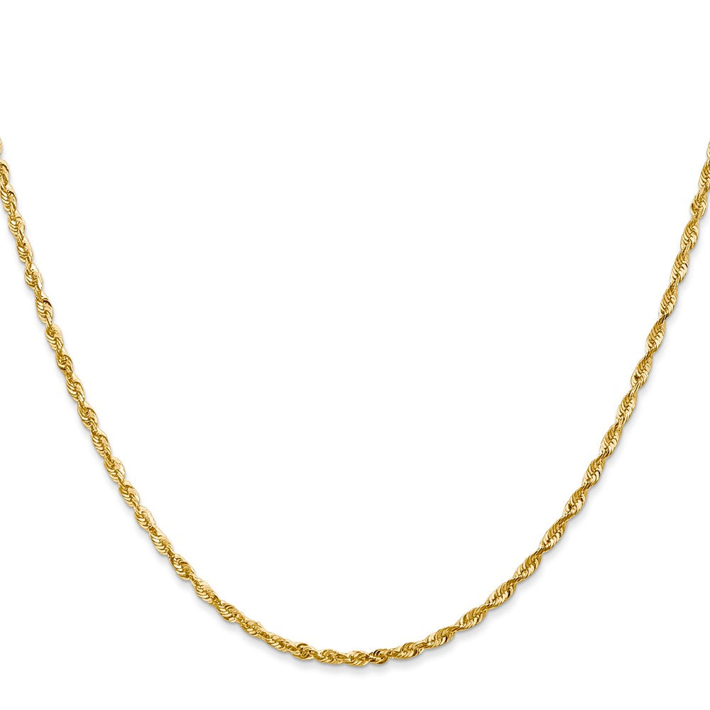 18 Inch 10K 2mm Diamond-Cut Lightweight Rope Chain Necklace