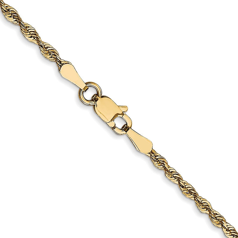 24 Inch 10K Yellow Gold 2mm Diamond Cut Lightweight Rope Chain Necklace