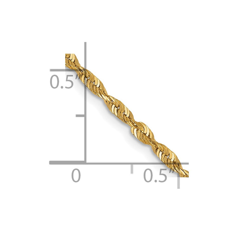 8 Inch 10K Yellow Gold 2mm Diamond Cut Lightweight Rope Chain Bracelet